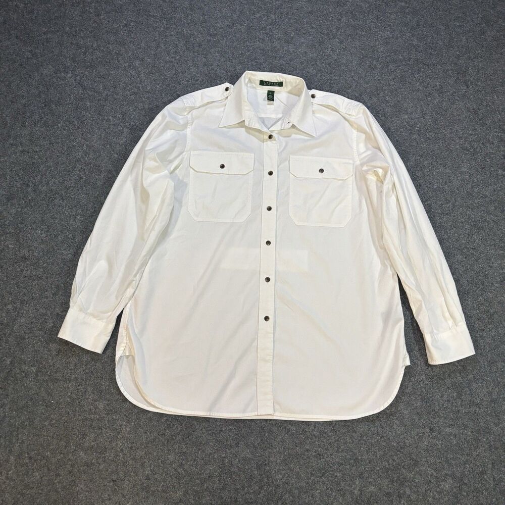 Ralph Lauren Button Shirt Size XL Safari Pocket Long Sleeve White